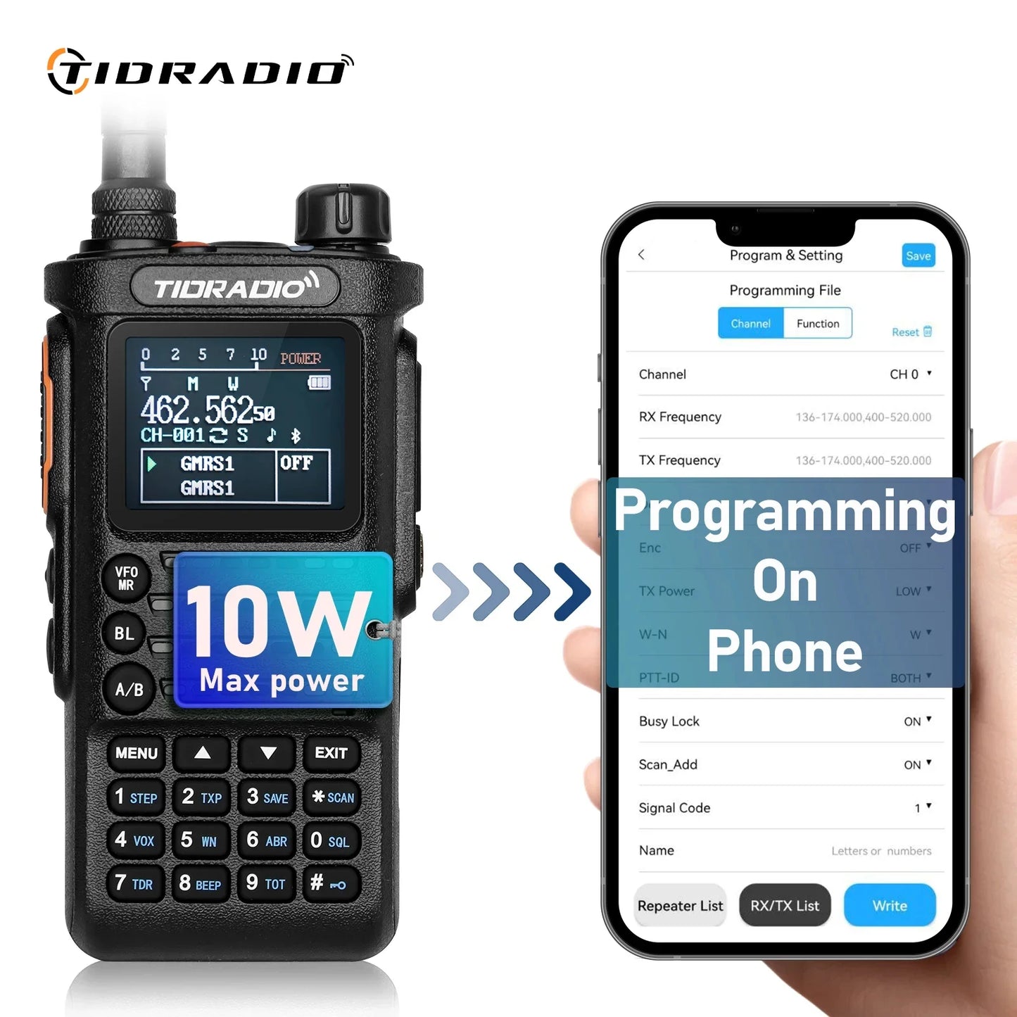 📡 TIDRADIO TD-H8 10W – Talkie-Walkie Professionnel Longue Portée avec Programmation Sans Fil